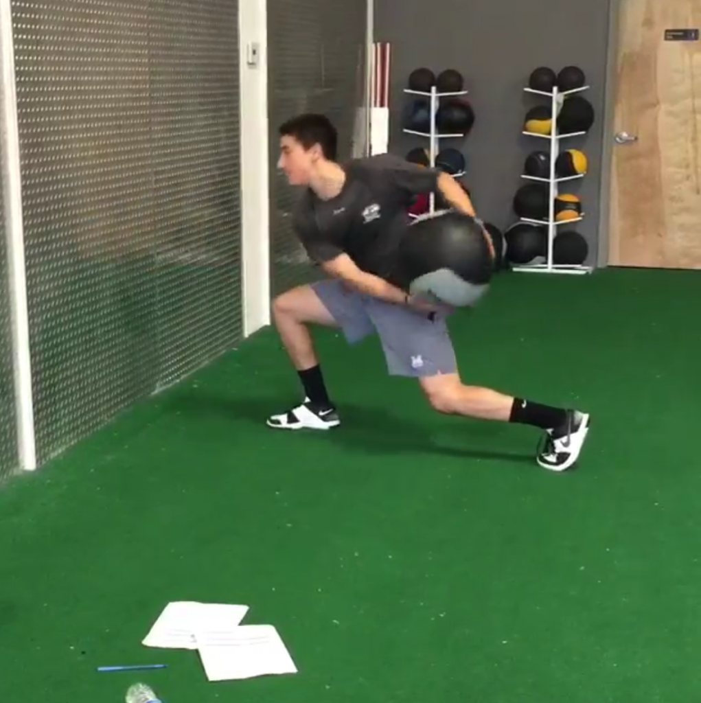 Core Training-Split Stance Med Ball Scoop